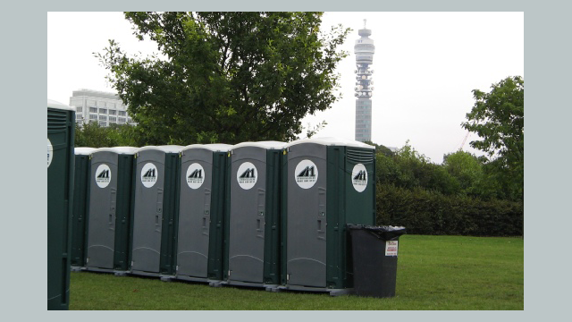row of portable toilets